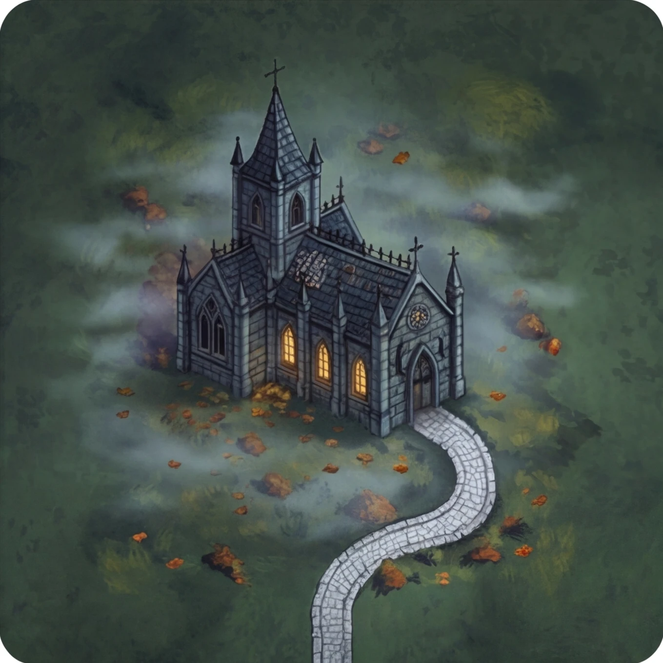 Halloween Carcassonne church tile